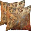 Emvency Set of 2 Throw Pillow Covers Brown Rust Colorful Metal Rusty Steel Iron Structure Wall Door Modern Abstract Decorative Square 20x20 Inches Pillowcases Home Decor Cases Cover