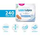WaterWipes Sensitive+ Newborn & Baby Wipes, 3-In-1 Cleans, Cares, Protects, 99.9% Water, Unscented & Hypoallergenic, 240 Count (4 Packs)