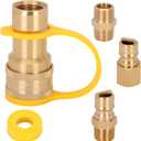 1/2 inch Natural Gas Quick Connect Fittings Kit with Male Insert Plug,100% Solid Brass with Dust Cover for Portable Generator or Bbq Gas Line Connection
