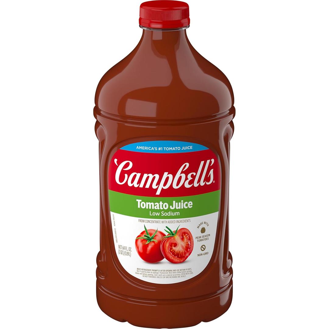 Campbell's Low Sodium 100% Tomato Juice, 64 fl oz Bottle (EXP 12/29/26)