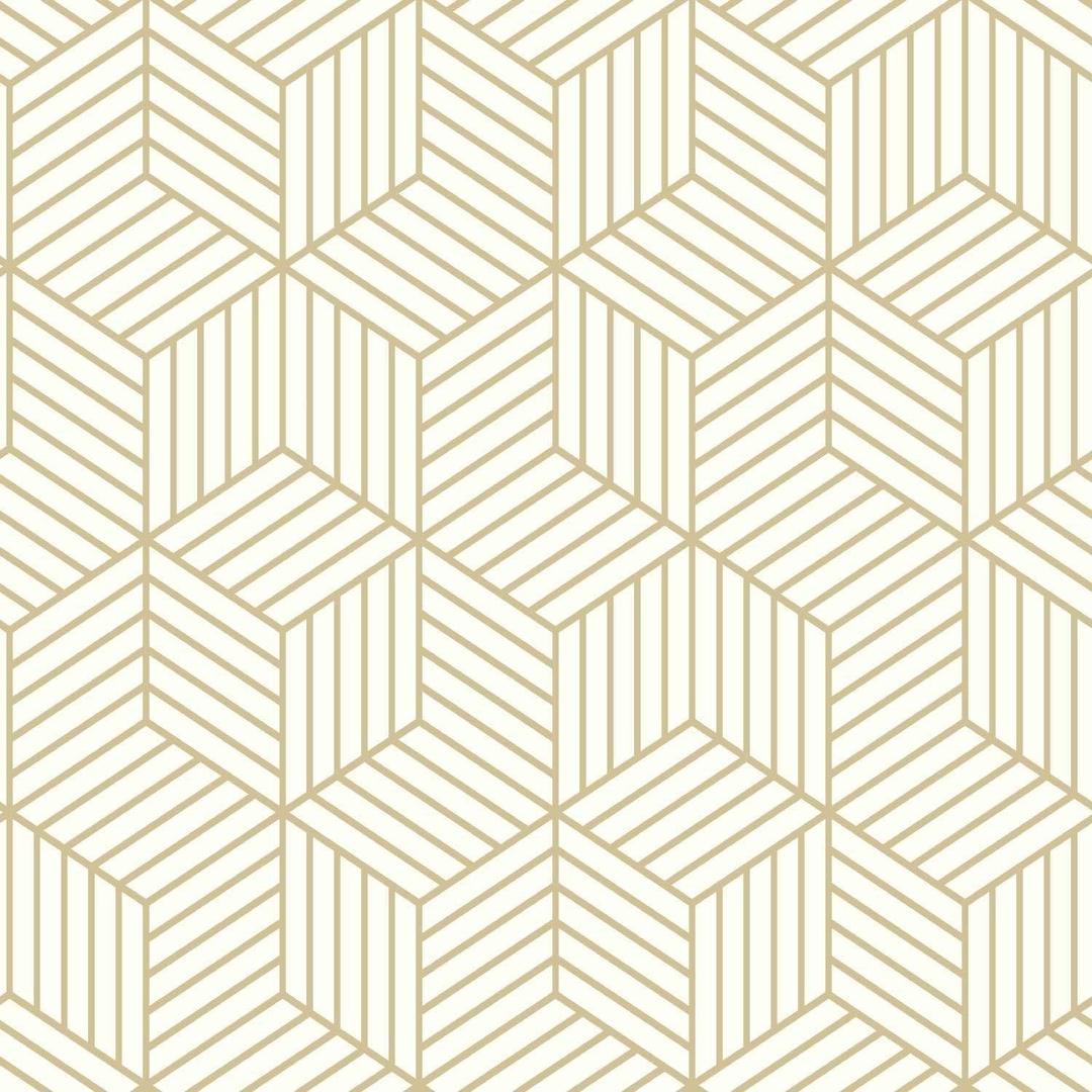 RoomMates RMK10704WP Metallic Gold Striped Hexagon Peel and Stick Wallpaper