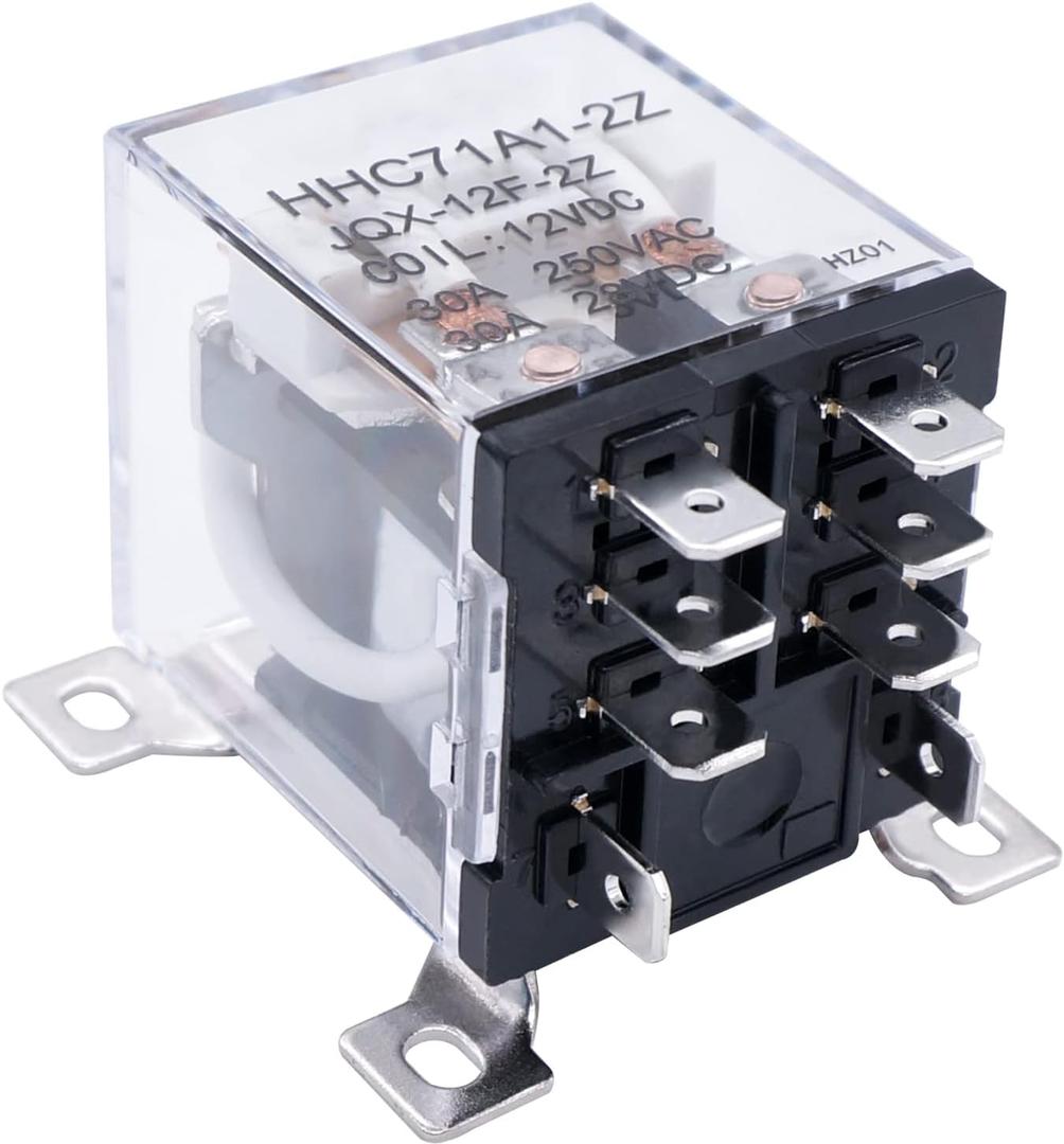 TWTADE/JQX-12F-2Z DC 12V Coil Voltage 30A DPDT 2NO+2NC General Purpose High Power Relay 8 Pin