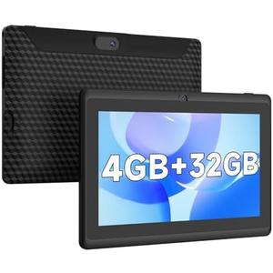 PEICHENG Android 12 Tablet 7 inch, 4GB(2GB+2GB Expand) RAM 32GB ROM Tablets, Quad-Core 1.5GHz Processor, Dual Camera,1024 x 600 IPS HD Display Screen,512GB Expand, WiFi, BT, 7" Tablet Black