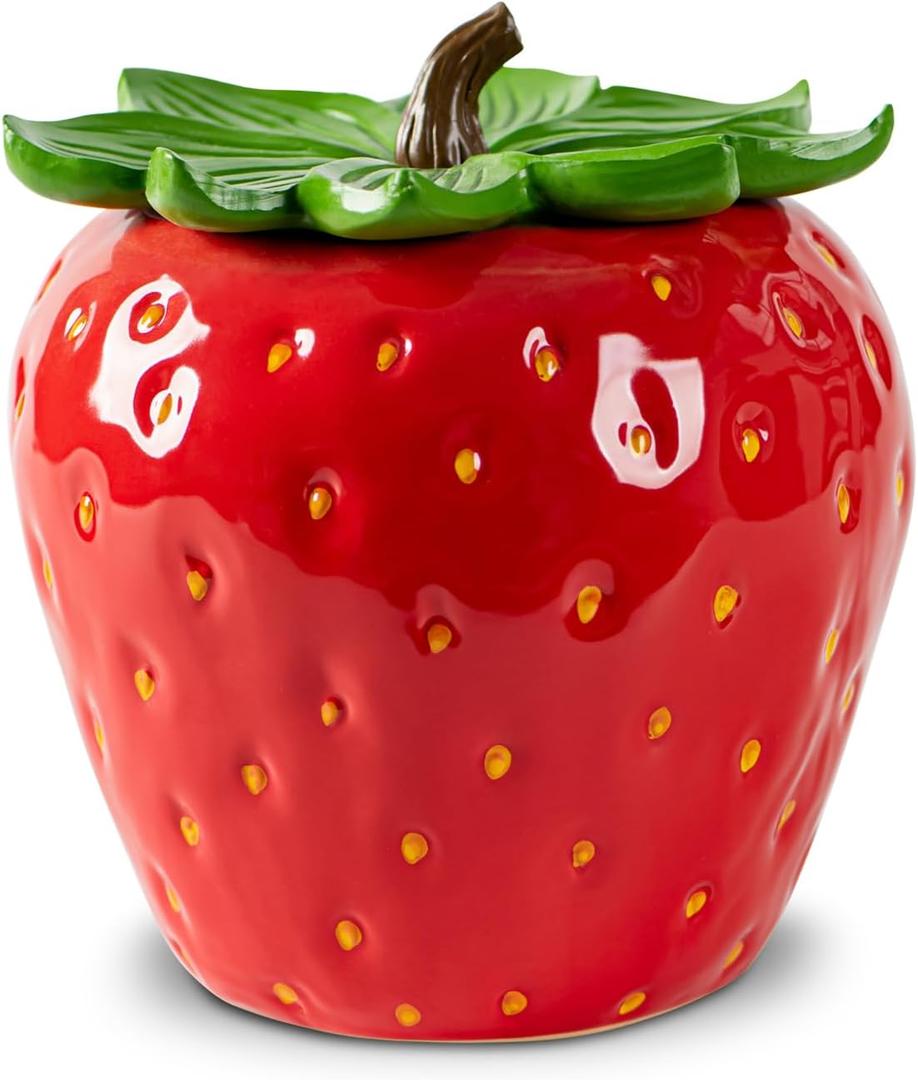 Strawberry Candy Jar With Lid Red Candy Container Ceramic Candy Jar With Lid For Candy Buffet