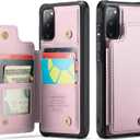 Vinich for Samsung Galaxy S20 FE Wallet Case with Card Holder, RFID Blocking Credit Slots Kickstand Shockproof Phone Cover for Women Men, Rose Gold