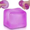 Large Ice Cube Squishy Toy 7cm (2.76Inch), Ssqauvig Big Slow Rising Squishies for Sensory Play, Perfect Stress Relief Fidget Toys for Adults Anxiety, Squishy Cube Sensory Toys (Purple)
