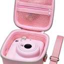 LTGEM Case Compatible with Fujifilm Instax Mini 12/11 / 10/9 / 8/7 / 7+ Instant Camera and FUJIFILM Instax Mini Instant Flim with Shoulder Strap, Pink(Case Only)