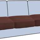 H.VERSAILTEX Stretch 3 Piece T Cushion Sofa Slipcovers Individually Sofa Cushion Covers for 3 Cushion Couch Sofa Seat Cushion Covers with Elastic Bands Featuring Thicker Jacquard Fabric, Burnt Brick