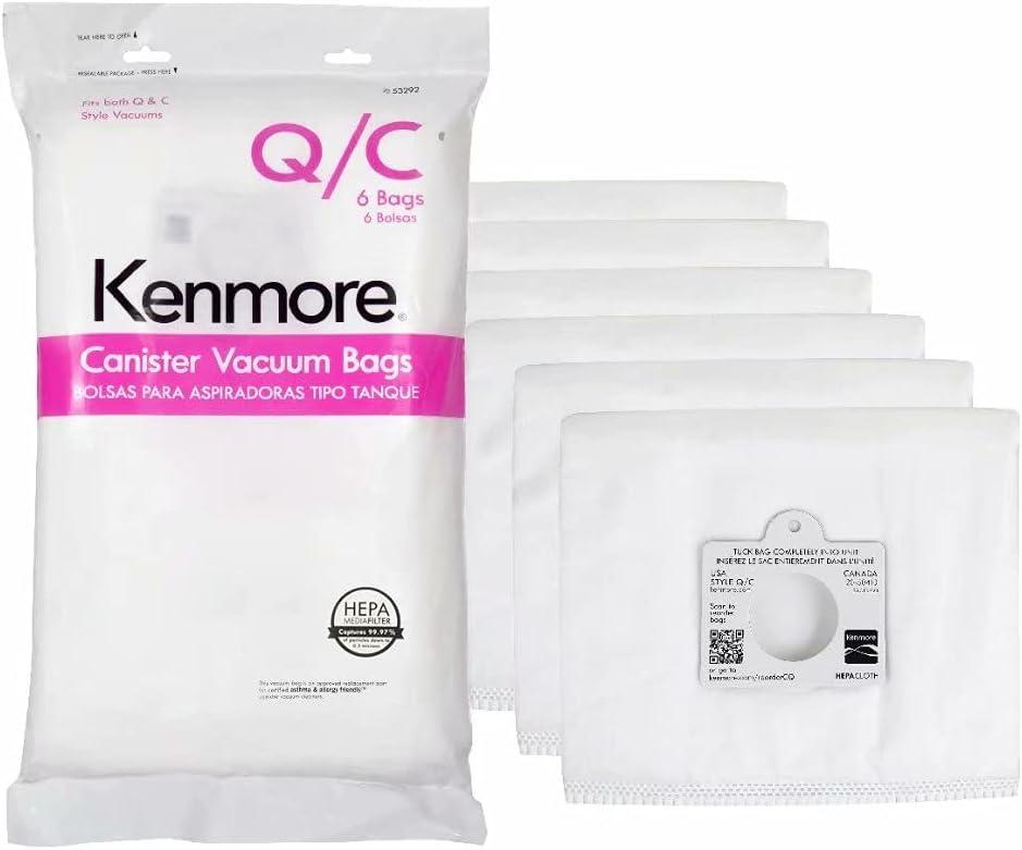 Kenmore 53292 6pcs Replacement Canister Vacuum Cleaner Bags for 81214, 81414, 81614, 81615, 81714, 21814, BC7005, BC3005, BC3006, BC2005, 6 Count (Pack of 1)