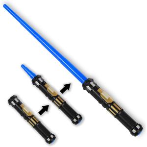 MewduMewdu Light up Saber Toy (Fully Retracted) With Electronic Lights & FX Sound Effect for Kids and Adults, LED Expandable Sword Toy for Party, Halloween, Holiday, Birthday Gift (Blue)