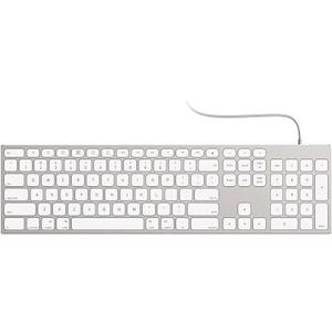 All-Aluminum Wired Mac Keyboard with USB-A/USB-C 2-in-1 Plug-and-Play Cable, Full-Size Numeric Keypad, Metal Unibody Design, Stick-On Risers, Compatible with Apple iMac, Mac mini and MacBook (White)