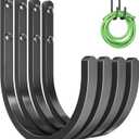 Garden Hose Holder Wall Mount - Aluminum Hose Hanger for Outside, Durable Wall-Mounted Hose Holder for Garden & Outdoor Use4 Hooks (Black)