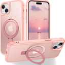 Hocase for iPhone 15 Pro Case 6.1", with Magnetic Ring Stand [Compatible with MagSafe] [Military Grade Protection] Slim Shockproof Translucent Protective Phone Case - Pink