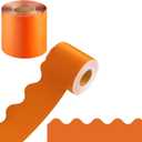 69 Feet Bulletin Board Borders, Pure Orange Scalloped Rolled Border Trim Board Border with Wavy Line Design Decoration for School, Classroom & Offices (Orange)