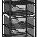 Rolling Cart with Drawers, 4-Drawer Storage Cart on Wheels with Wooden Top, Metal Utility Cart with Storage Drawers, Craft Storage Art Cart for Classroom, Office, Kitchen, Bedroom,Patent Pending