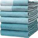 Premium Kitchen Towels (20x 28, 6 Pack) | Large Cotton Dish Towels | Flat & Terry Highly Absorbent Kitchen Linen Set with Hanging Loop | Aqua