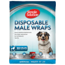 Simple Solution Disposable Dog Diapers for Male Dogs | Male Wraps with Super Absorbent Leak-Proof Fit | Excitable Urination, Incontinence, or Male Marking | Medium | 30 Count
