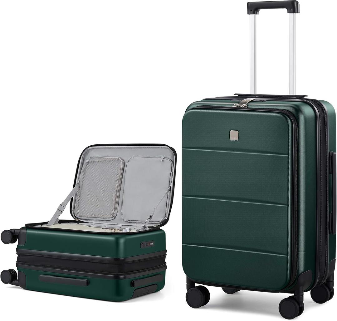 MILADA 24 Inch Checked Luggage, Expandable Hardshell Suitcase with 360 Spinner Wheels & TSA Lock, Lightweight Medium Rolling Luggage for Men and Women Travel, Blackish Green