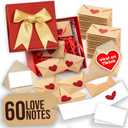 Stofinity 60 Blank Note Cards And Envelopes - Mini Envelopes With Blank Cards, I Love You Gifts for Him, Her - Anniversary, Birthday Gifts for Boyfriend, Girlfriend, Husband, Wife - DIY Love Notes Box