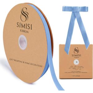 Blue Velvet Ribbon 3/8'' 25 Yards for Christmas Tree, Gift Wrapping, Flower Bouquet, Wreath Decorations, Bow Making (0.375 x 900 in)