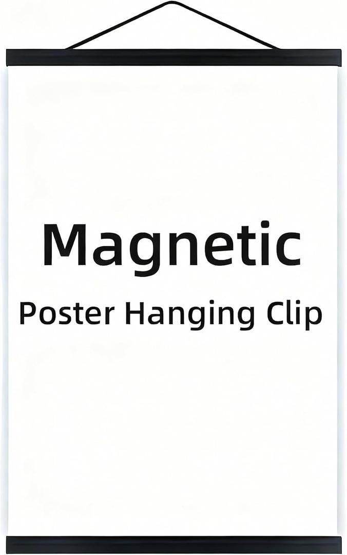 Black Wood Magnetic Poster Hanger 24in Fits 24x18 24x32 24x36, 24in/60cm