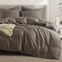 VACVELT 3PCS Cooling Duvet Cover Full/Queen Size, 60% Tencel Lyocell + 40% Cotton Comforter Cover Set for Hot Sleeper, Moisture Wicking & Silky Bedding Set, Soft & Breathable, Light Chocolate Brown