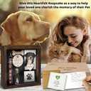 8.6'' Pet Memorial Shadow Box, Rustic Collar Holder Picture Frame, Paw Print Kit, Dog Wooden Sculpture, Pet Hair Fur Jar, Cat Memorial Keychain, Dogs Sympathy Card, Gift for Pet Lovers PSD-4R