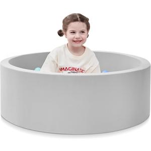 SHJADE Foam Ball Pit, 35.4"x 11.8" Ball Pits for Toddlers, Soft Round Kiddie Baby Playpen Ball Pool for Kids, Ideal Gift for Babies Indoor and Outdoor Game, Grey, (Balls not Included)