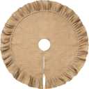 Tatuo 19.7 Inch Small Christmas Tree Skirt Decorations Fit 27~40 Inch Xmas Tree Linen Burlap Trees Skirt for Christmas Xmas New Year Party Holiday Family Winter Home Indoor Outdoor Decor (Linen Color)