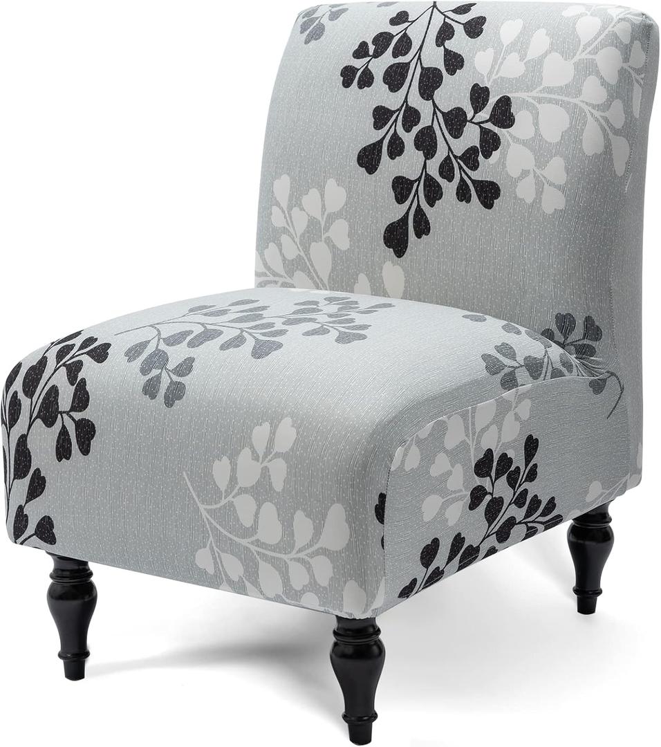 Liykimt Armless Accent Chair Cover Slipcover,Slipper Chair Stretch Spandex Removable for Armless Chair Furniture Protector Covers for Living Dining Room Hotel (Grey/Light Green)