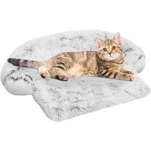 Calming Dog Bed Fluffy Plush Dog Mat for Furniture Protector with Removable Washable Cover for Large Medium Small Dogs and Cats (XS (31"x23.5"x5"), Light Grey)