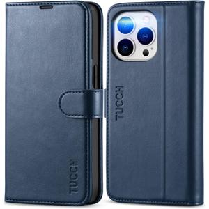 TUCCH Wallet Case for iPhone 13 Pro, [RFID Blocking] PU Leather Stand Folio Magnetic Card Slot Flip Cover with [TPU Protective Interior Case] Compatible with iPhone 13 Pro 6.1", Dark Blue