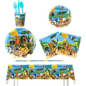 Lemoneon Italian Brainrot Birthday Decorations Supplies Tablecloth Plates Cups Napkins Forks Spoons Knives