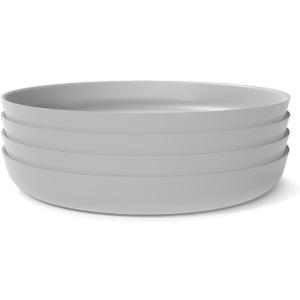 EKOBO Kids Bamboo Plates Set of 4  7, Cloud, with High Rims for 6+ years, Durable, Lightweight & Dishwasher Safe kids plates for Toddler Meals at Home or On the Go