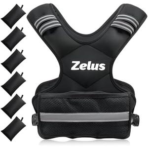 ZELUS Weighted Vest for Men and Women | 4-10lb/11-20lb/20-32lb Vest with 6 Ironsand Weights for Home Workouts | Adjustable Body Weight Vest Exercise Set for Cardio and Strength Training (11-20 lb.)