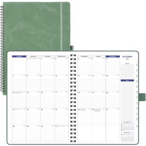 POPRUN 2026-2027 Monthly Planner A4 Size, 16 Months Calendar (Dec 2025-Mar 2027), 2 Pages per Month with Dotted & Lined Note, Monthly Tabs, Spiral Softcover, 2 Inner Pockets - Midnight Green (A4 Large-8.25'' x 11.75'')