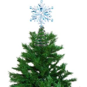 Lenwen Mini Snowflake Tree Topper Christmas Miniature Tree Topper Acrylic Small Snowflake Treetop Decoration Xmas Treetop Ornaments for Winter Holiday Party Decor(Blue,Iridescent)