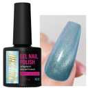 CHUCHU Hema Free Sparkling Blue Cat Eye Gel Polish: Magnetic Holographic Glitter Nail Polish for Women - Long Lasting Salon Quality DIY Home Manicure Beginners Professional