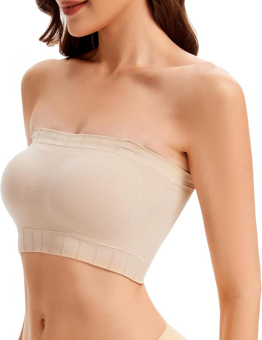 Strapless Bra for Women Nude (Beige, L)
