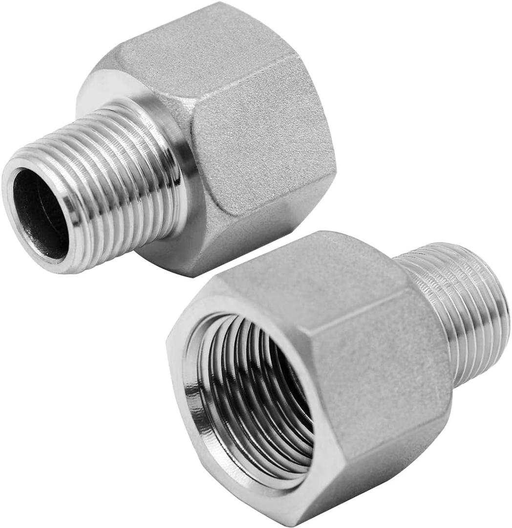Beduan Stainless Steel NPT Reducer Adapter 1 Female to 1/2 Male Threaded Reducing Pipe Fittings Adaptor(Pack of 2)