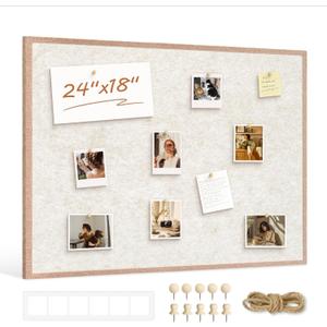 DOLLAR BOSS Felt Framed Bulletin Board, 24" x 18", Beige