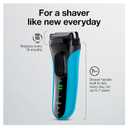 Braun Electric Series 3 Razor with Precision Trimmer, Rechargeable, Wet & Dry Foil Shaver for Men, Blue/Black, 4 Piece