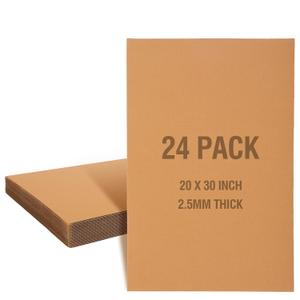 Harloon 24 Pack Corrugated Cardboard Sheets Set 20 x 30 Inch Kraft Brown Flat Packaging Inserts Packaging Cardboard Inserts 2.5mm Thickness for Packing Delivering Shipping Moving Mailing Crafts