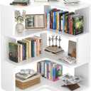 Armocity Corner Book Shelf - 4 Tier Corner Bookshelf Etagere Bookcase with Baffle, Freestanding L Shaped Display Shelf Stand for Home Office, Living Room, Bedroom, Kitchen, White
