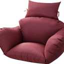 Outdoor Egg Chair Cushion Replacement with Headrest, Red, 47x31.5x4.7 Inch, Thicken Foldable Removable Waterproof, Machine Washable