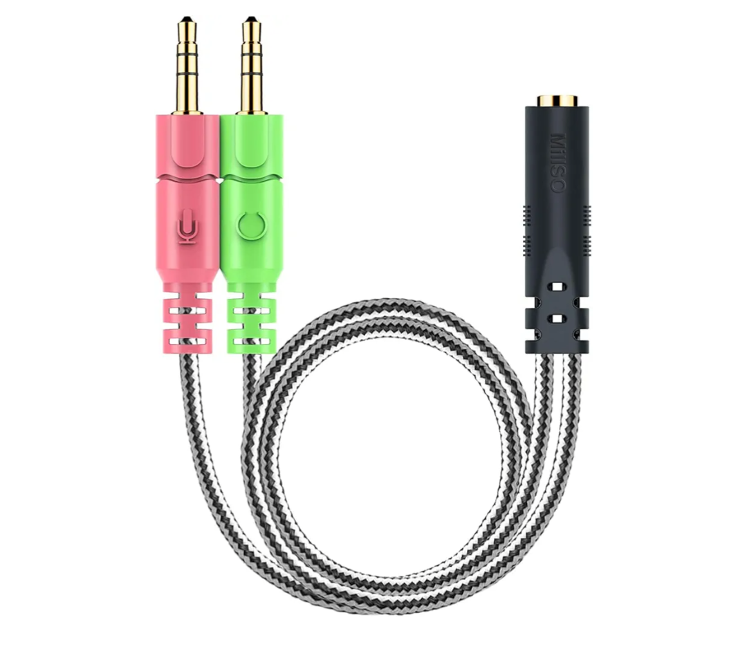 MillSO Headset Adapter 3.3 Feet 3.5mm Audio Jack Y Cable Headphone Adapter 1x 3.5mm Female to 2X 3.5mm Male Headset Adapter for DoubleJacks PC