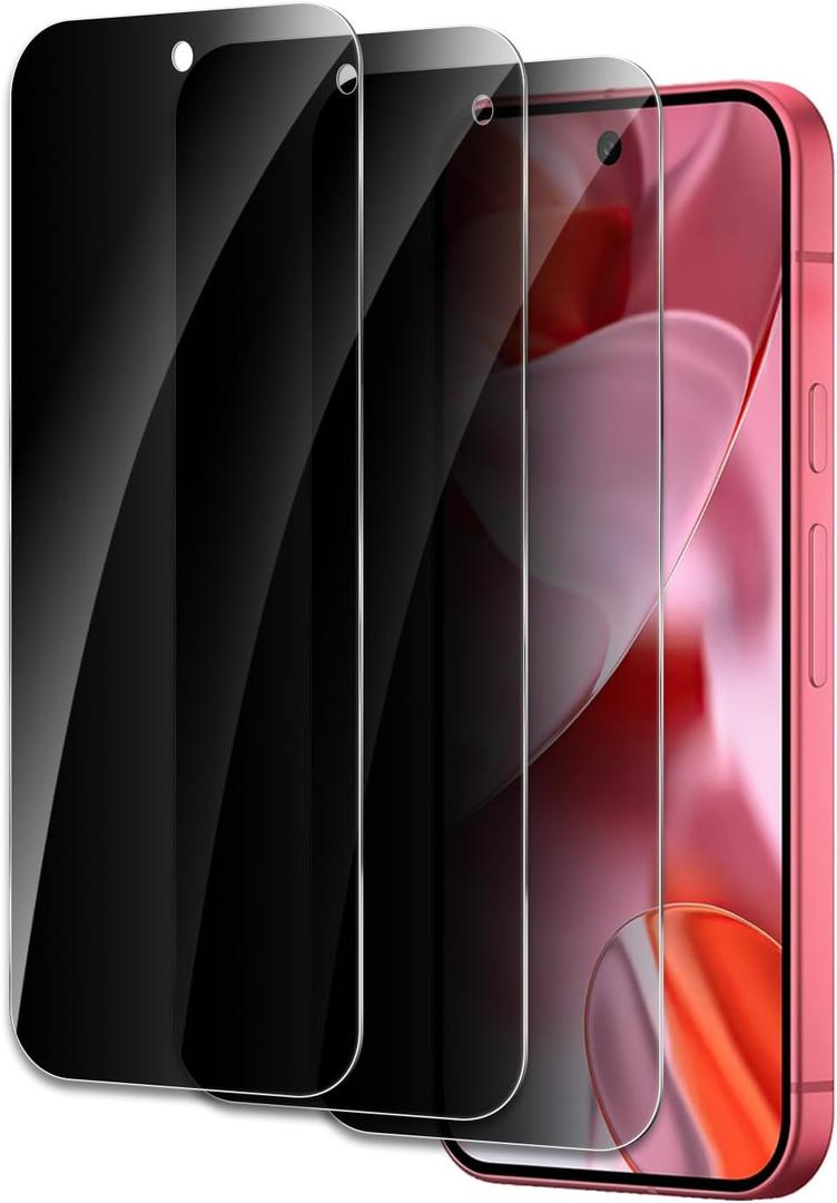 Privacy Screen Protector for Google Pixel 9A, Shatterproof Tempered Glass Accessories, Anti Spy Tempered Glass Film, Case Friendly Ultra Resistant 9H Hardness Anti-Glare HD Black -3 Pack