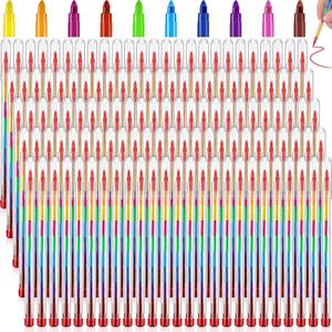Teling 140 Pieces Colorful Stackable Buildable Crayons 11 Interchangeable Colors Pencils Party Favors DIY Mini Rainbow Crayons Pens Bulk for Painting Party Office Supplies