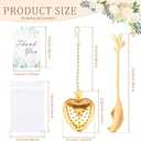 25 Sets Bridal Shower Tea Party Favors for Guests,Mini Spoons, Heart Shaped Tea Infusers, Thank You Cards, and Organza Present Bags, Wedding Souvenirs for Guests(Gold)