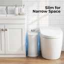 1.8 Gallon Bathroom Trash Can with Lid, Small White Stainless Steel Press Top Garbage Can, Removable Inner Bucket, Includes 60 Trash Bags
